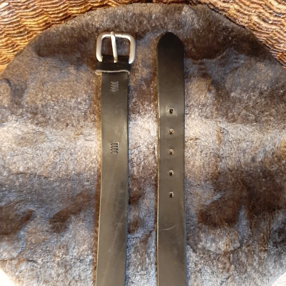 Banana Republic Black Leather Belt Men's 40 Women's Unisex Embroidered Italian